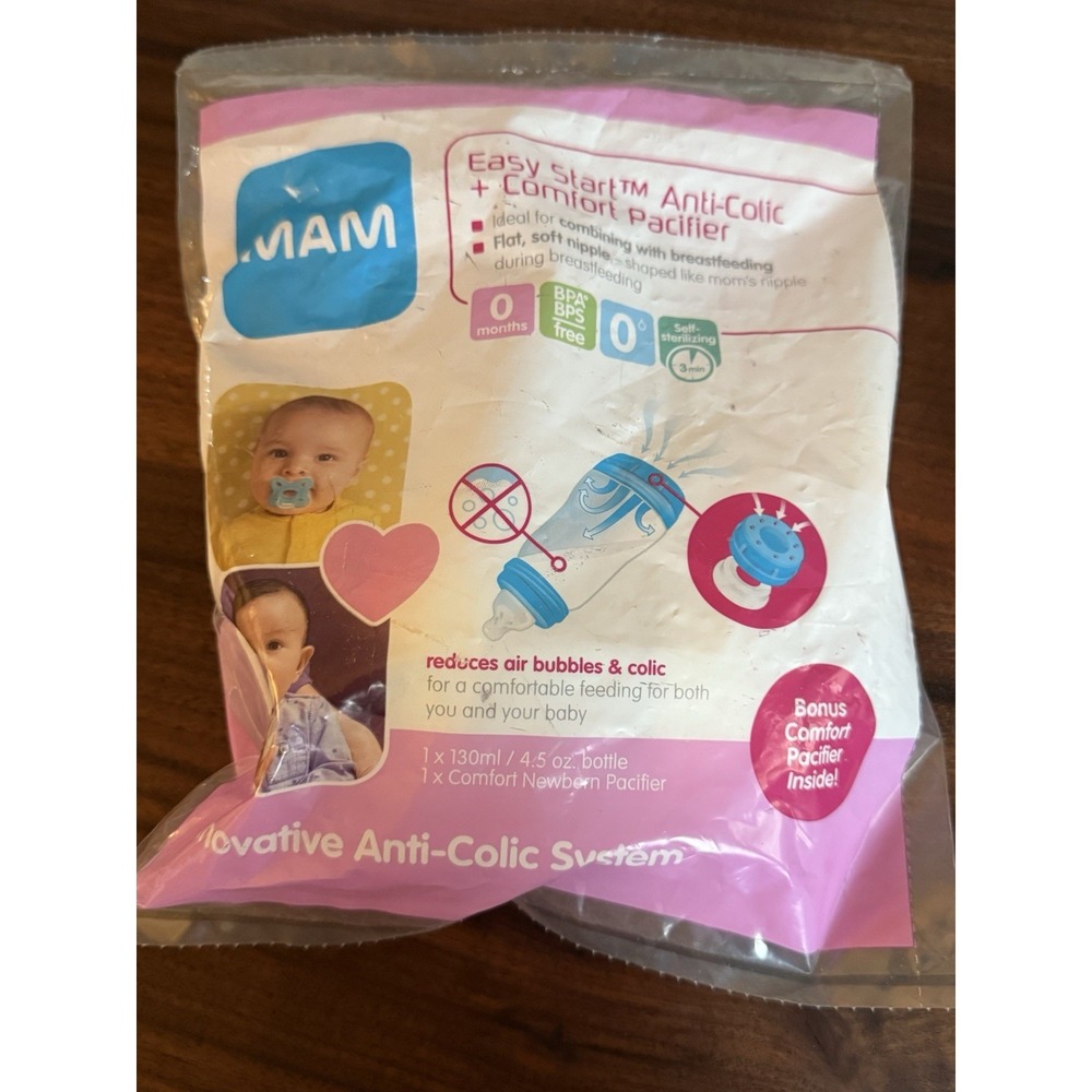 MAM Easy Start ANTI-COLIC Bottle 4.5oz + Comfort Pacifier BPA Free NEWBORN NEW!